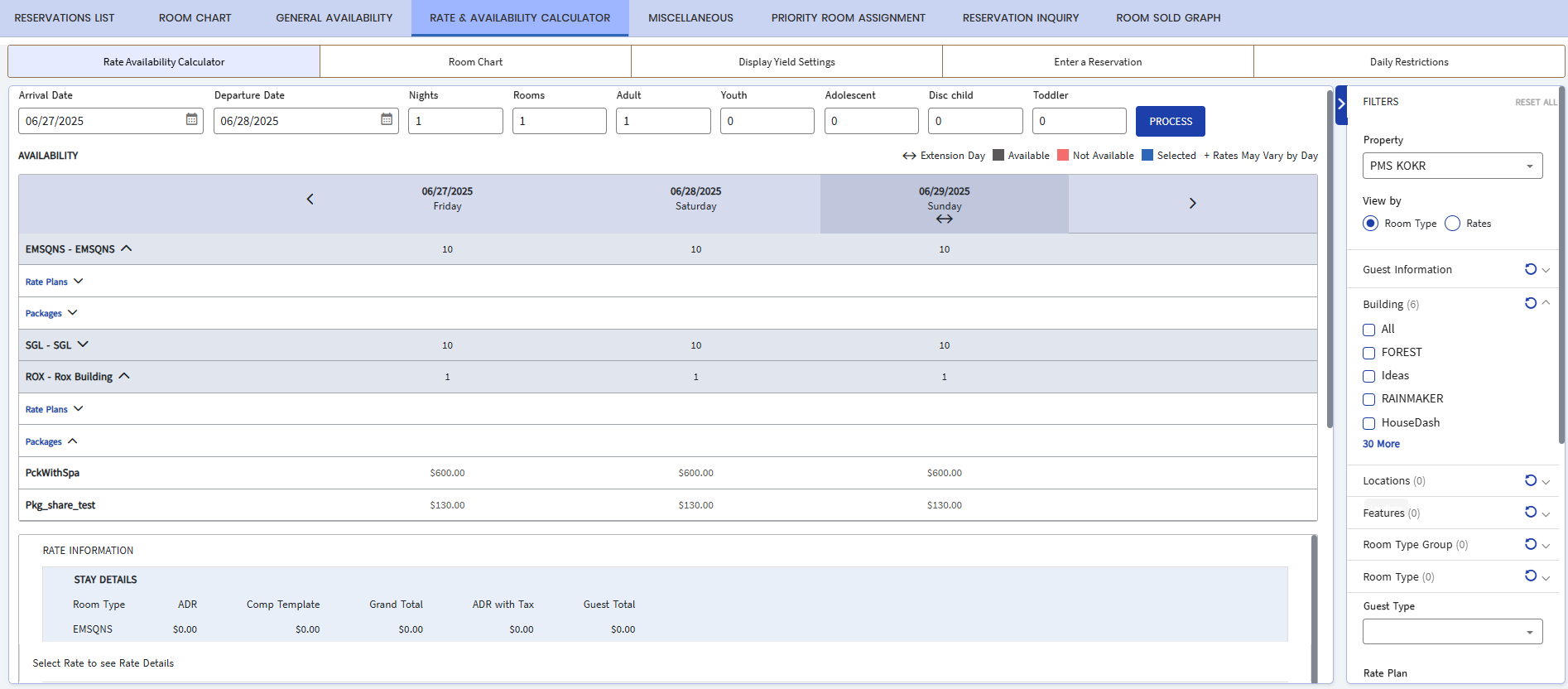 Rate & Availability Calculator